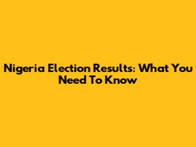Nigeria Election Results: What You Need To Know