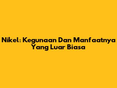 Nikel: Kegunaan Dan Manfaatnya Yang Luar Biasa
