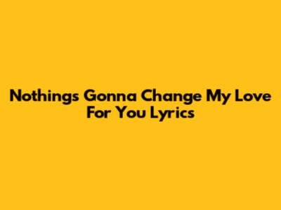 Nothing's Gonna Change My Love For You Lyrics