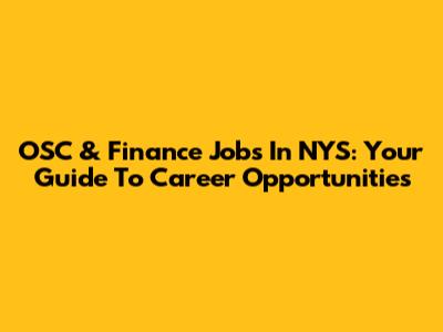 OSC & Finance Jobs In NYS: Your Guide To Career Opportunities