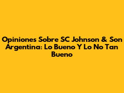 Opiniones Sobre SC Johnson & Son Argentina: Lo Bueno Y Lo No Tan Bueno