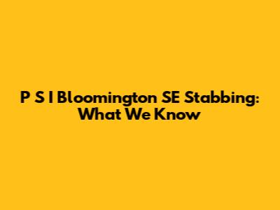 P S I Bloomington SE Stabbing: What We Know
