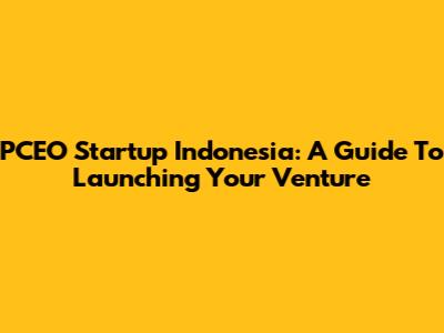 PCEO Startup Indonesia: A Guide To Launching Your Venture