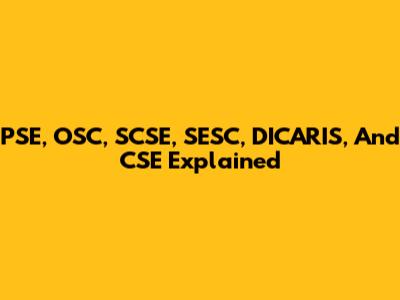 PSE, OSC, SCSE, SESC, DICARIS, And CSE Explained