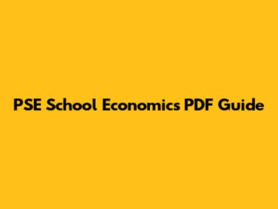 PSE School Economics PDF Guide