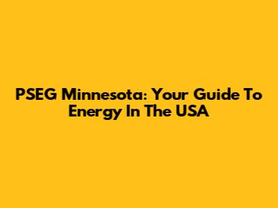 PSEG Minnesota: Your Guide To Energy In The USA