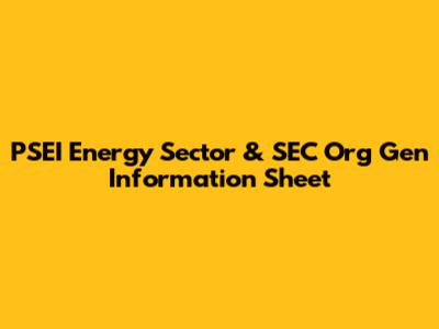 PSEI Energy Sector & SEC Org Gen Information Sheet