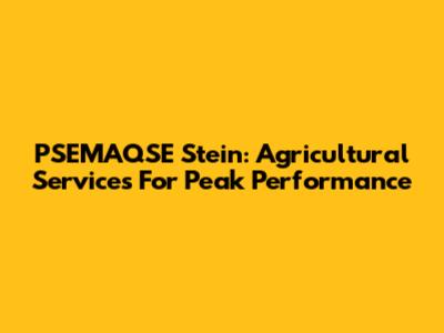 PSEMAQSE Stein: Agricultural Services For Peak Performance