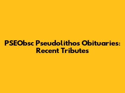 PSEObsc Pseudolithos Obituaries: Recent Tributes