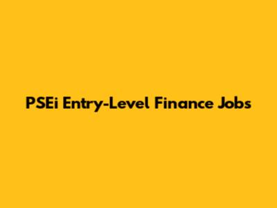 PSEi Entry-Level Finance Jobs