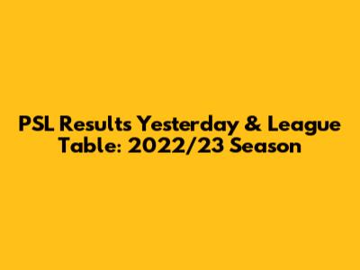 PSL Results Yesterday & League Table: 2022/23 Season