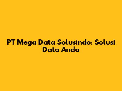 PT Mega Data Solusindo: Solusi Data Anda