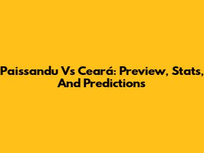 Paissandu Vs Ceará: Preview, Stats, And Predictions