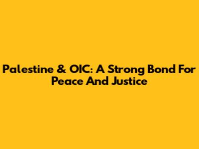 Palestine & OIC: A Strong Bond For Peace And Justice