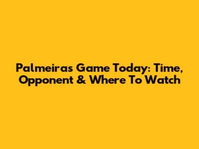 Palmeiras Game Today: Time, Opponent & Where To Watch
