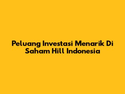 Peluang Investasi Menarik Di Saham Hill Indonesia