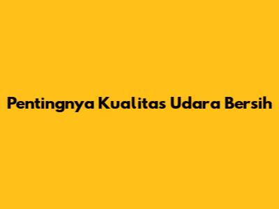 Pentingnya Kualitas Udara Bersih