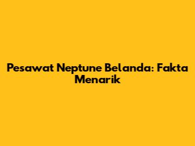 Pesawat Neptune Belanda: Fakta Menarik