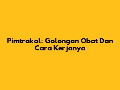 Pimtrakol: Golongan Obat Dan Cara Kerjanya