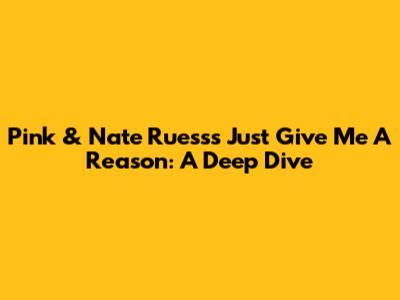 Pink & Nate Ruess's 'Just Give Me A Reason': A Deep Dive