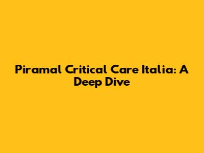 Piramal Critical Care Italia: A Deep Dive