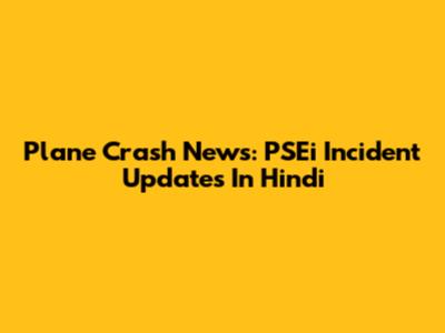 Plane Crash News: PSEi Incident Updates In Hindi