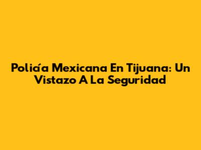 Policía Mexicana En Tijuana: Un Vistazo A La Seguridad