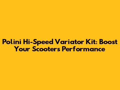 Polini Hi-Speed Variator Kit: Boost Your Scooter's Performance