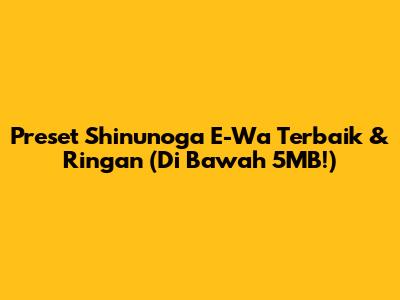 Preset Shinunoga E-Wa Terbaik & Ringan (Di Bawah 5MB!)