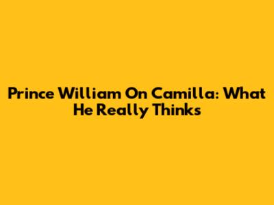 Prince William On Camilla: What He Really Thinks