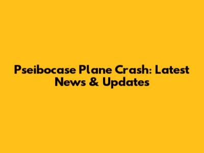 Pseibocase Plane Crash: Latest News & Updates