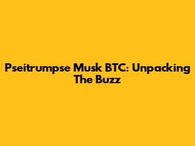 Pseitrumpse Musk BTC: Unpacking The Buzz