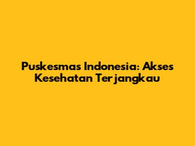 Puskesmas Indonesia: Akses Kesehatan Terjangkau