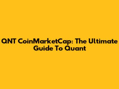 QNT CoinMarketCap: The Ultimate Guide To Quant