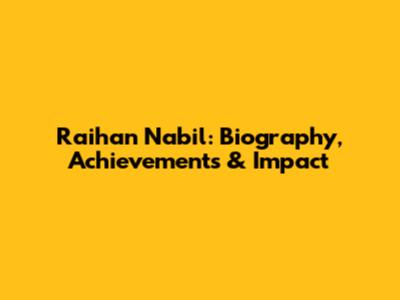 Raihan Nabil: Biography, Achievements & Impact