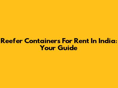 Reefer Containers For Rent In India: Your Guide