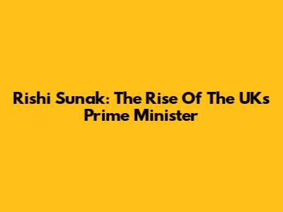 Rishi Sunak: The Rise Of The UK's Prime Minister