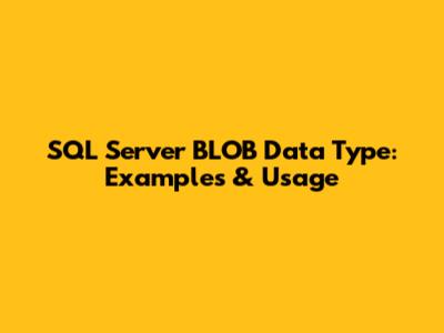 SQL Server BLOB Data Type: Examples & Usage