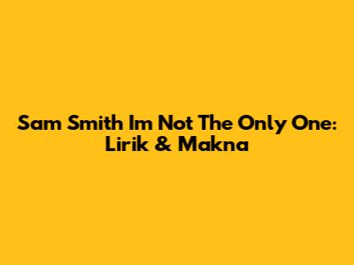 Sam Smith "I'm Not The Only One": Lirik & Makna