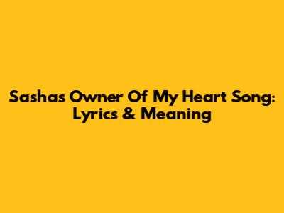 Sasha's 'Owner Of My Heart' Song: Lyrics & Meaning