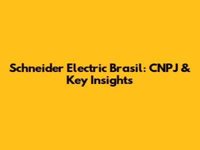 Schneider Electric Brasil: CNPJ & Key Insights