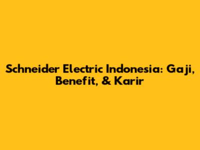 Schneider Electric Indonesia: Gaji, Benefit, & Karir