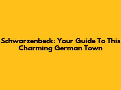 Schwarzenbeck: Your Guide To This Charming German Town