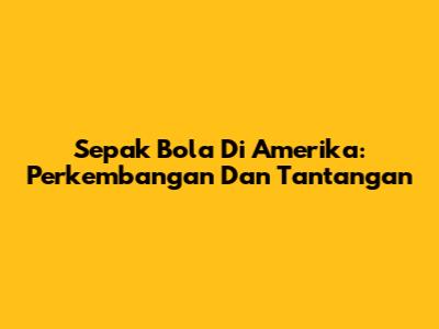 Sepak Bola Di Amerika: Perkembangan Dan Tantangan