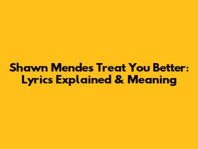 Shawn Mendes' Treat You Better: Lyrics Explained & Meaning