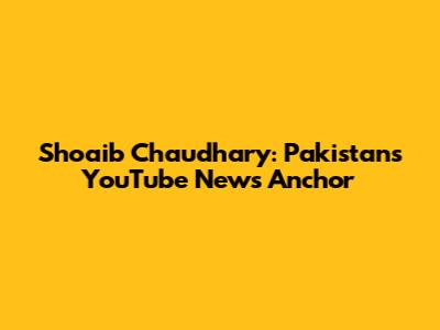 Shoaib Chaudhary: Pakistan's YouTube News Anchor