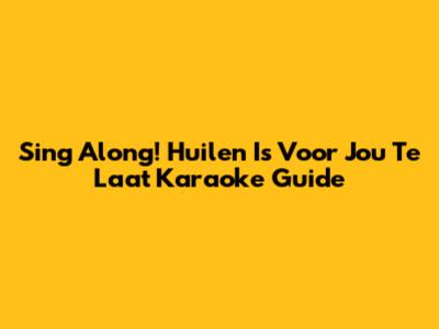 Sing Along! 'Huilen Is Voor Jou Te Laat' Karaoke Guide