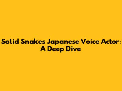 Solid Snake's Japanese Voice Actor: A Deep Dive