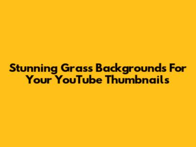 Stunning Grass Backgrounds For Your YouTube Thumbnails