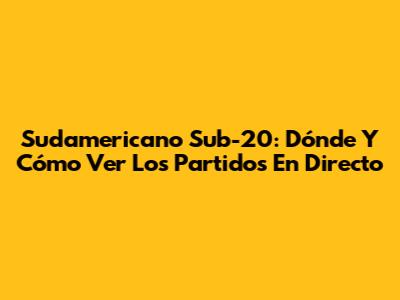 Sudamericano Sub-20: Dónde Y Cómo Ver Los Partidos En Directo